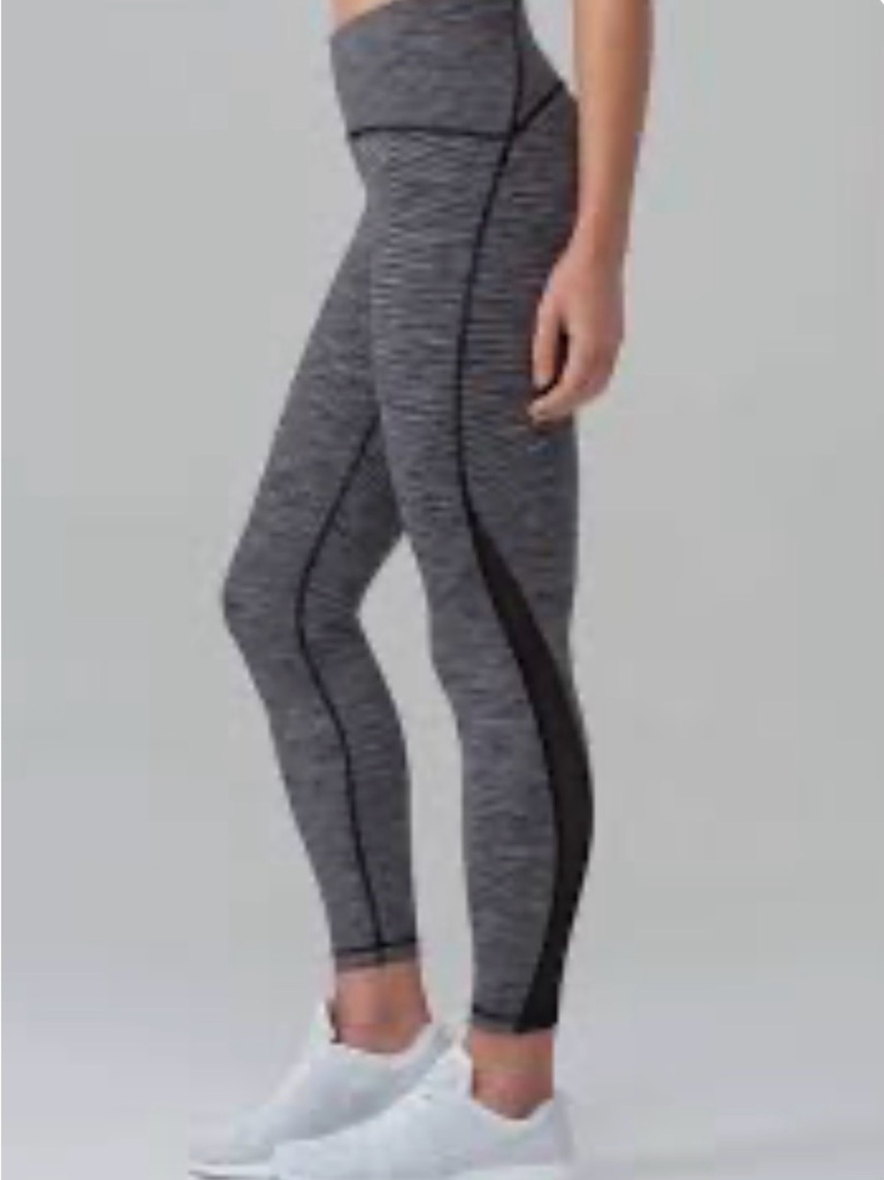 lululemon athletica Gray Heathered High-Rise Leggings with Black Side Panel